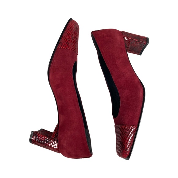 Stuart Weitzman Red Women’s Suede & Snakeskin Pumps Size 6B - Picture 2 of 11